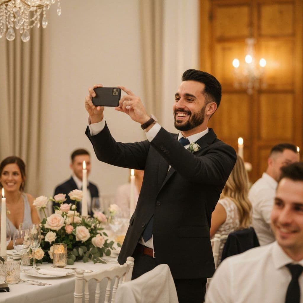 Gast fotografiert bei der Hochzeit